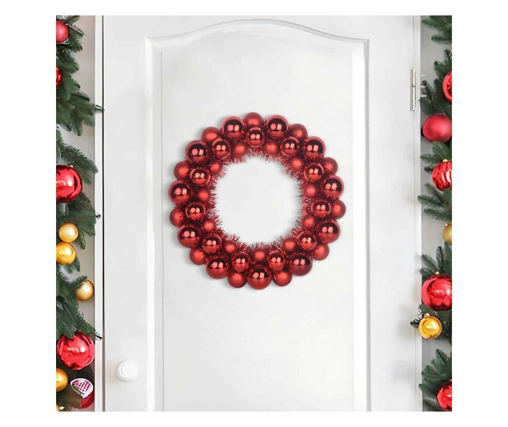 Коледни топки венци 2 pcs Червено 33 x 33 x 7 см Полистирен - 3