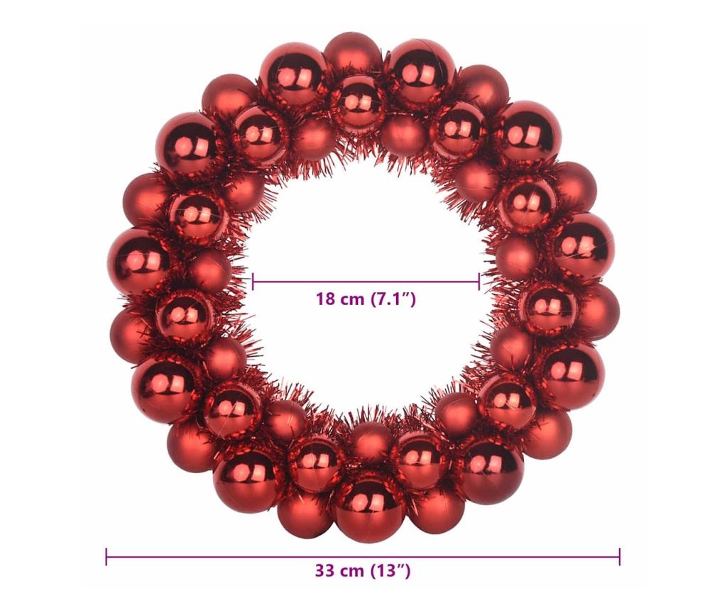 Коледни топки венци 2 pcs Червено 33 x 33 x 7 см Полистирен - 7