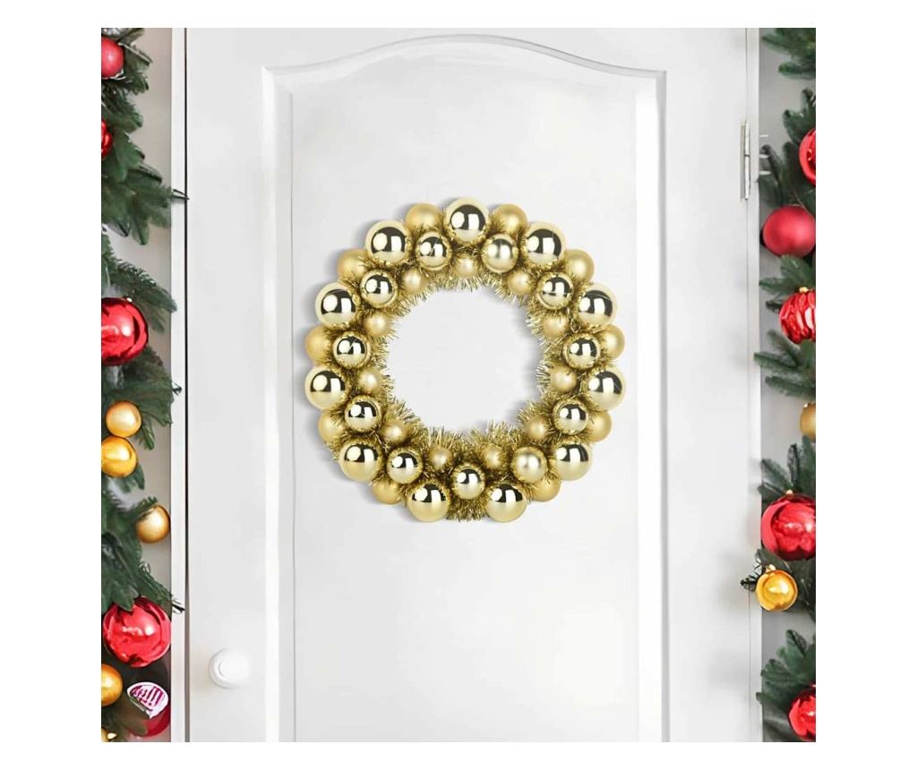 Коледни топки венци 2 pcs Златист 33 x 33 x 7 см Полистирен - 3