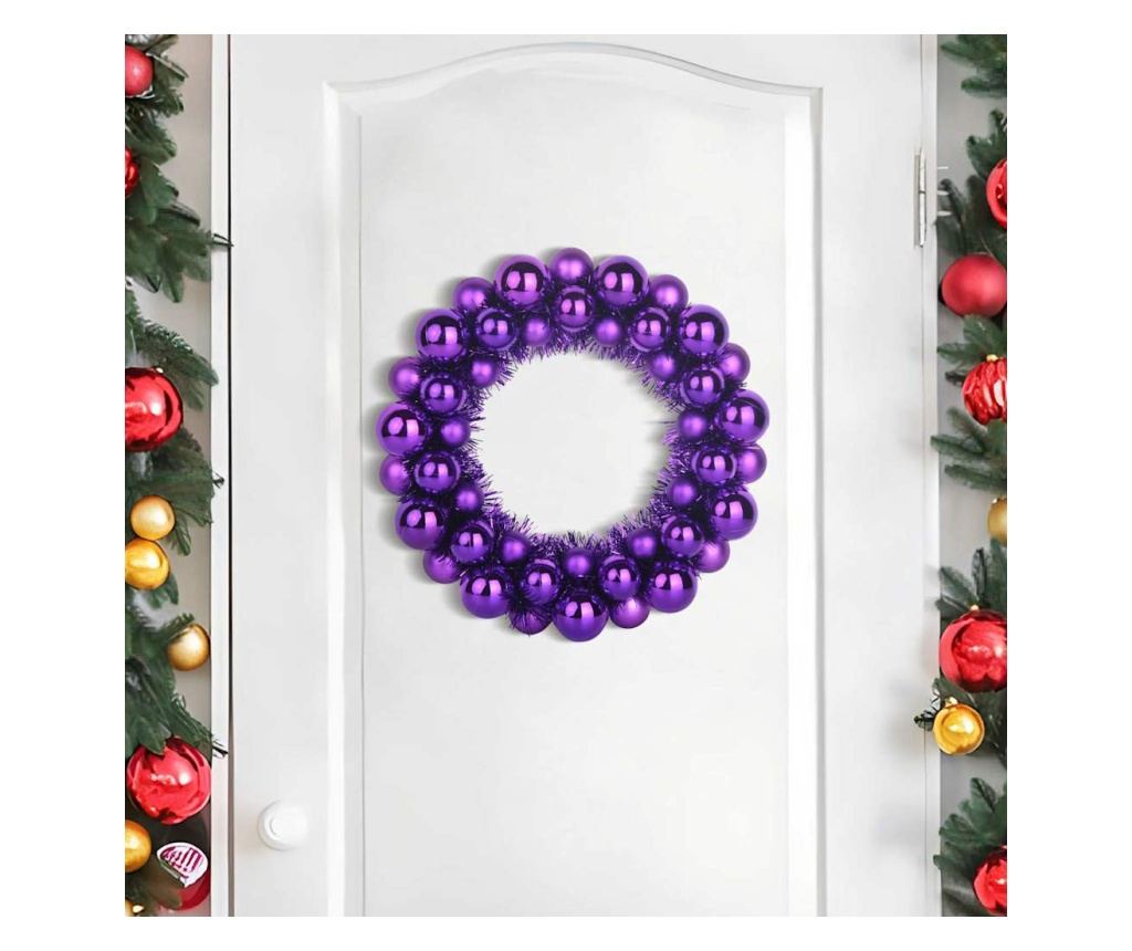 Коледни топки венци 2 pcs Лилав 33 x 33 x 7 см Полистирен - 3