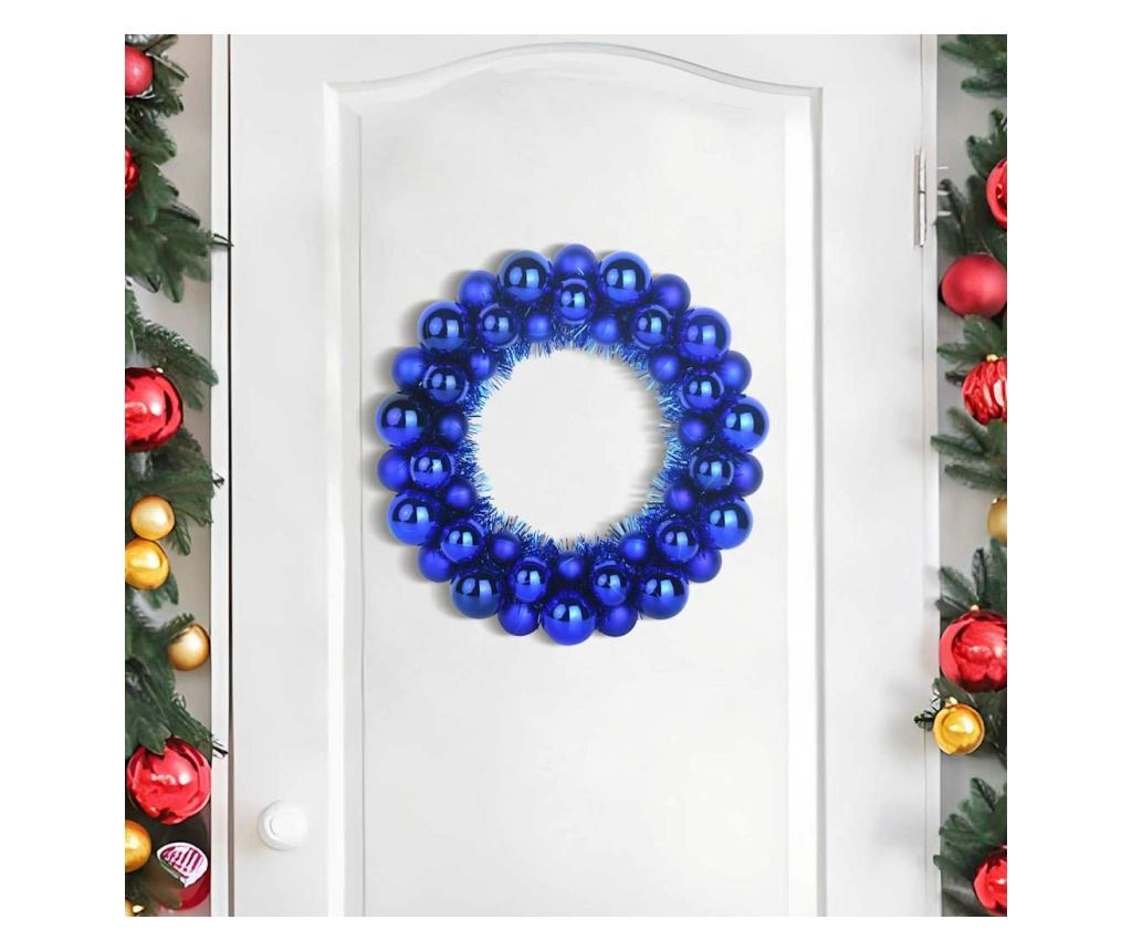 Коледни топки венци 2 pcs Синьо 33 x 33 x 7 см Полистирен - 3