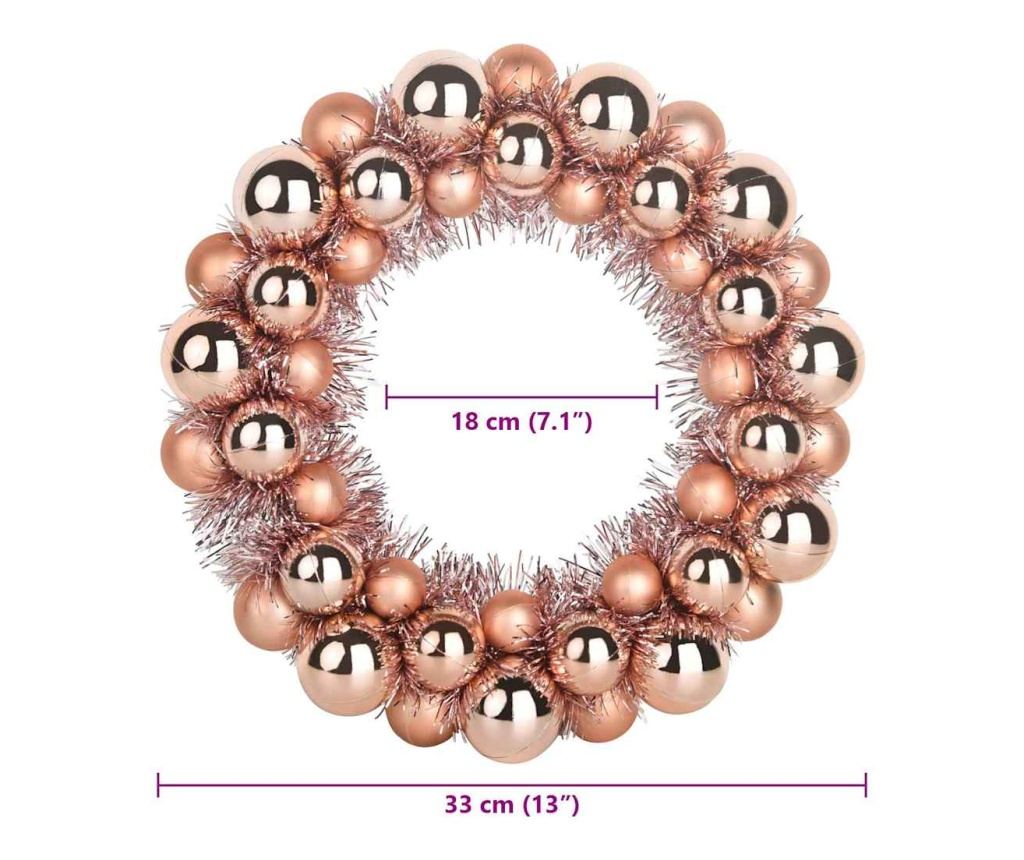 Коледни топки венци 2 pcs Розово злато 33 x 33 x 7 см - 7