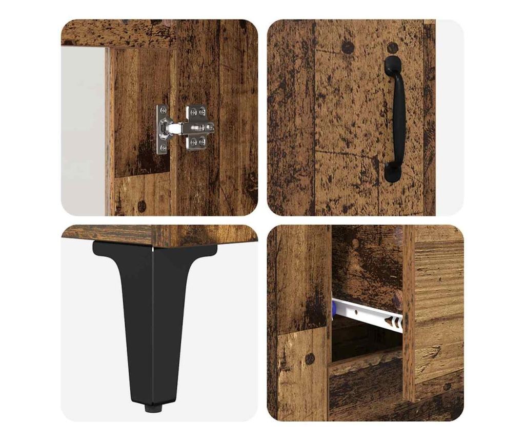 Висок шкаф Старо дърво 69,5 x 34 x 180 см Инженерно дърво - 9