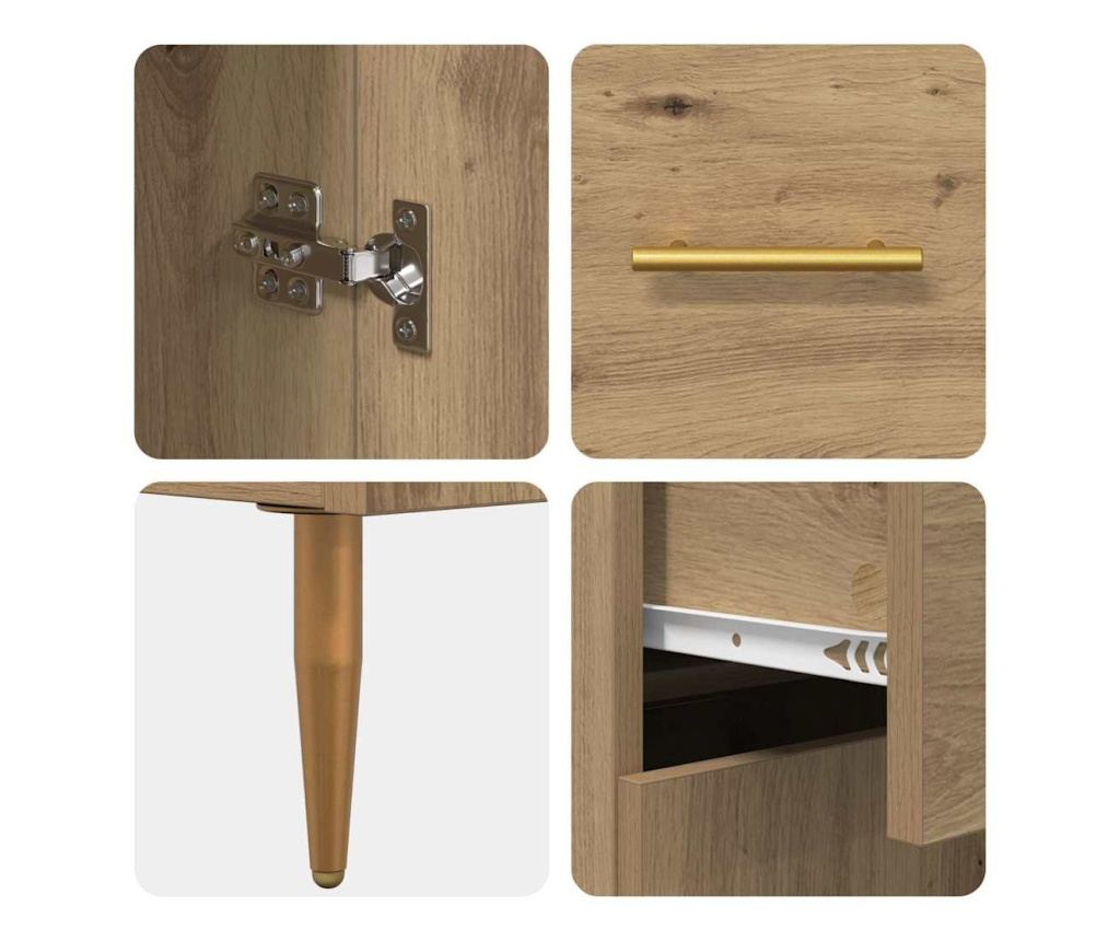 Висок шкаф с чекмедже Дъб 69,5 x 34 x 180 см Инженерно дърво - 10