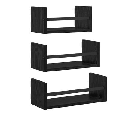 Комплект стенни рафтове с рафт 3 pcs Черния дъб 40x16x14см