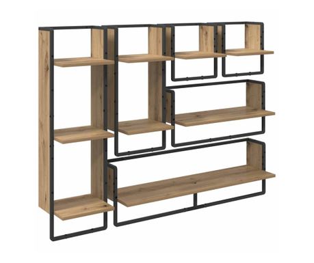 Комплект стенни рафтове с рафт 6 pcs Дъб 100 x 25 x 30 cm