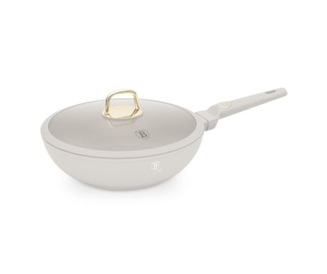 Wok tava s poklopcem 28 cm, 3,2 l Sahara Berlinger Haus BH 8064, neprianjajuća, krem