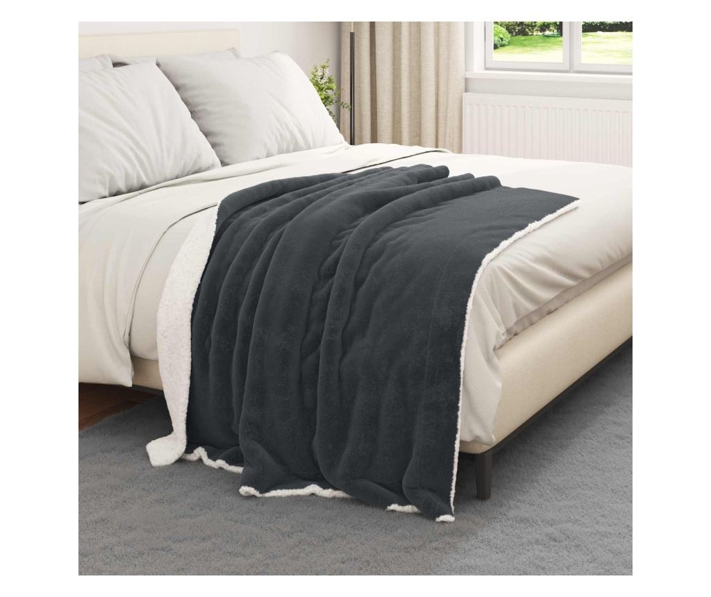 Одеяло Тъмен сив 130 x 150 cm Мека вълна - 3