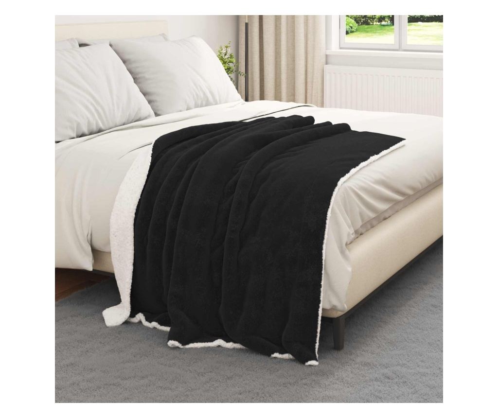 Одеяло Черно 130 x 150 cm Мека вълна - 3
