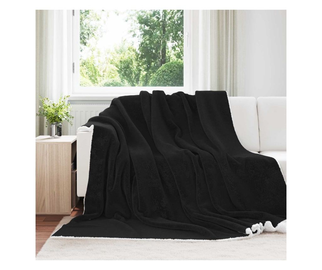 Одеяло Черно 220 x 240 cm Мека вълна - 2