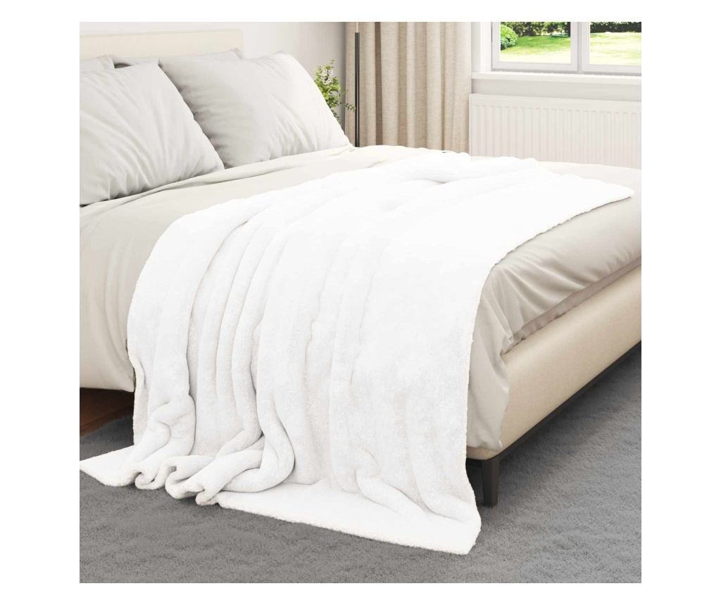 Одеяло Бяло 150 x 200 cm Мека вълна - 3