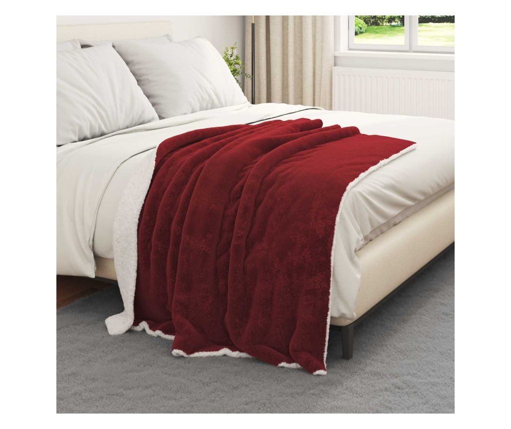 Одеяло Бордо червен 130 x 150 cm Мека вълна - 3