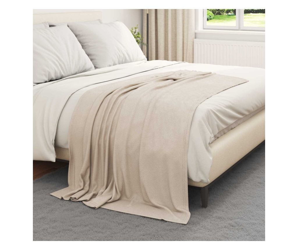 Одеяло Бежово 170 х 130 см Мека вълна - 3