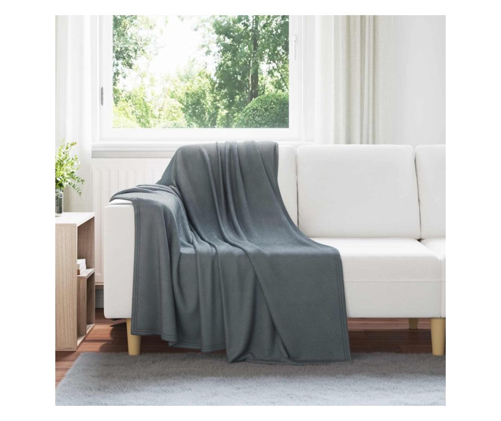 Одеяло Тъмен сив 170 х 130 см Мека вълна - 2