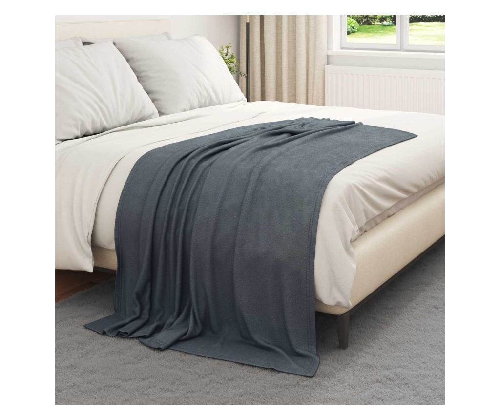 Одеяло Тъмен сив 170 х 130 см Мека вълна - 3