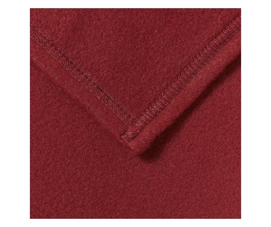 Одеяло Бордо червен 200 x 150 cm Мека вълна - 5