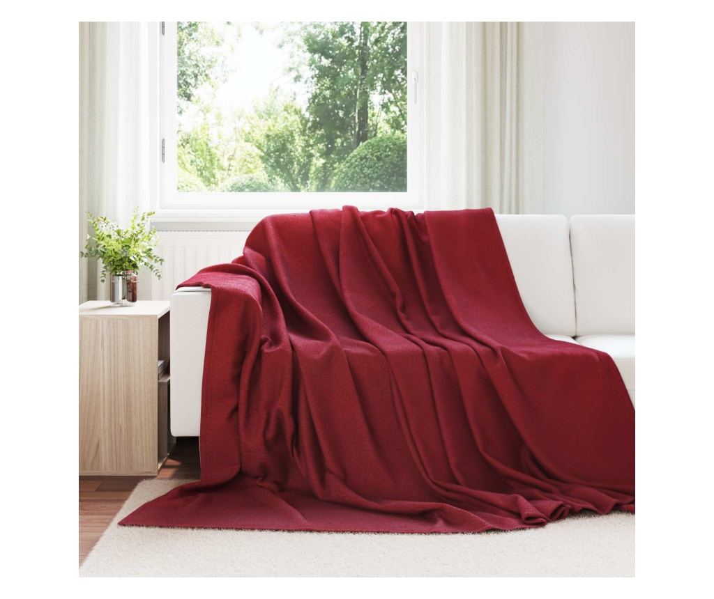 Одеяло Бордо червен 240 x 220 cm Мека вълна - 2