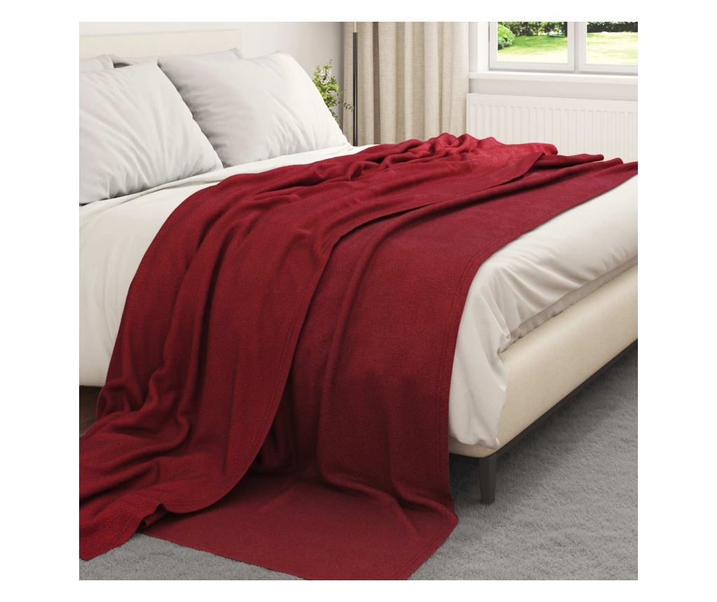 Одеяло Бордо червен 240 x 220 cm Мека вълна - 3