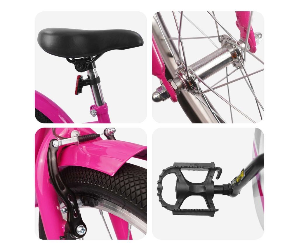 Детски Велосипед 20 инча за 6-11 години Тъмен розов - 4