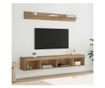 Комплект за стена на телевизор с LED 5 pcs Дъб Инженерно дърво thumbnail 2