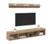 Комплект за стена на телевизор с LED 5 pcs Дъб Инженерно дърво thumbnail 3
