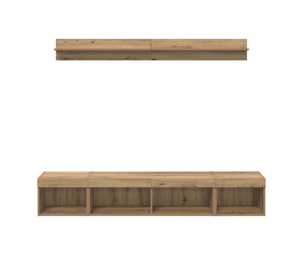 Комплект за стена на телевизор с LED 5 pcs Дъб Инженерно дърво - 8