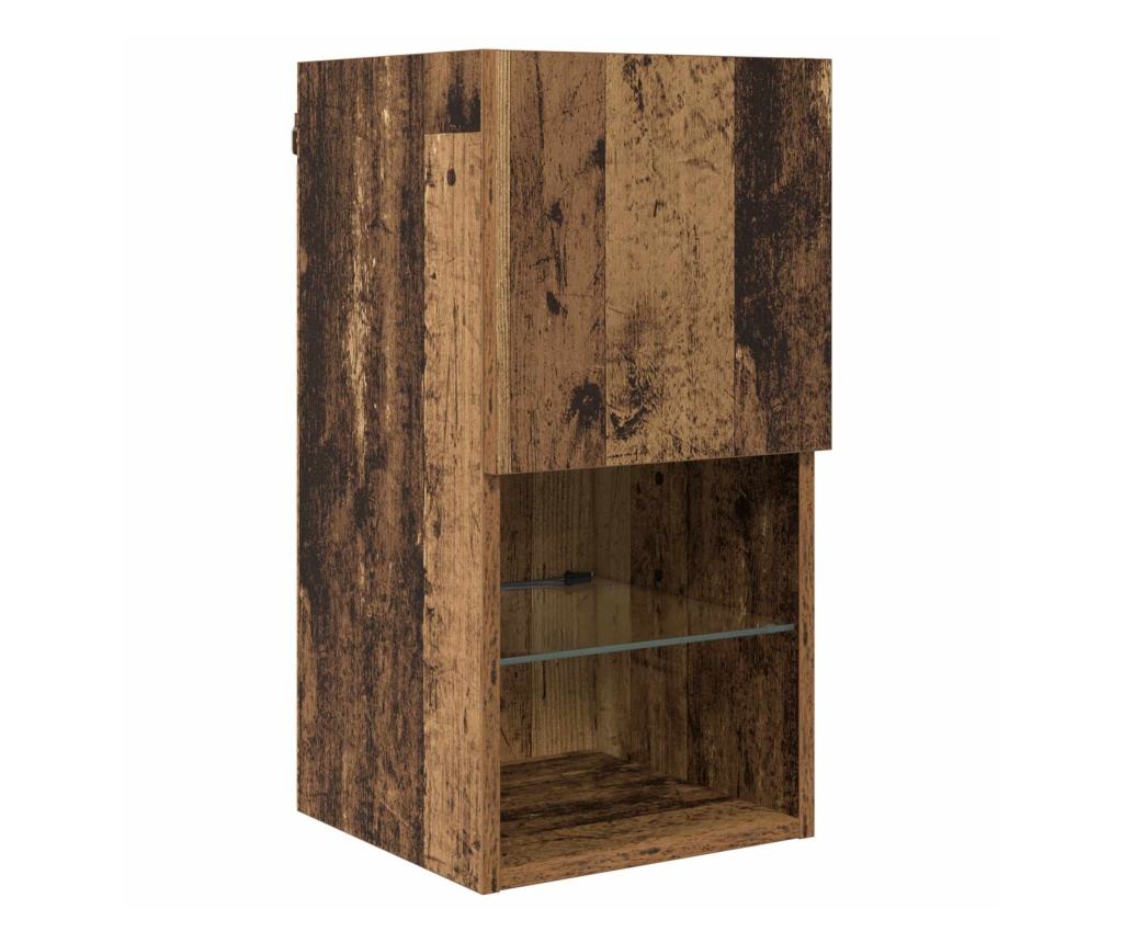 ТВ стенни единици с LED с LED 6 pcs Старо дърво Инженерно дърво - 4