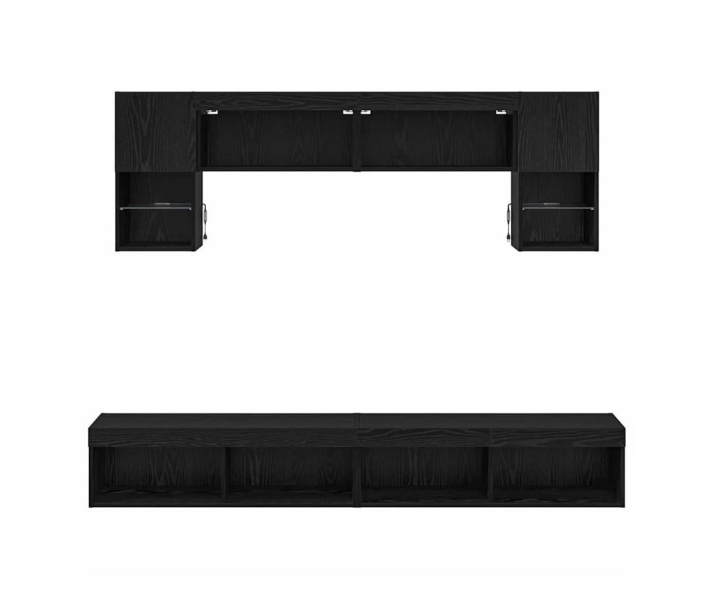 ТВ стенни единици с LED 6 pcs Черния дъб Инженерно дърво - 9