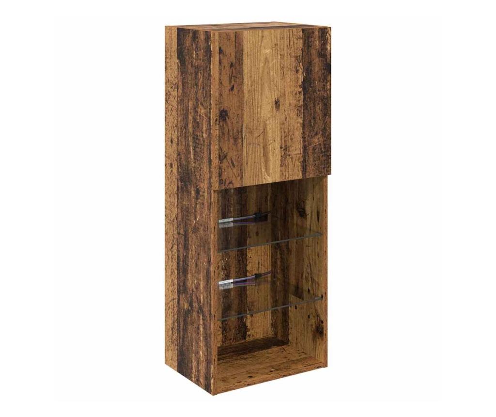 ТВ стенни единици с LED с LED 5 pcs Старо дърво Инженерно дърво - 6