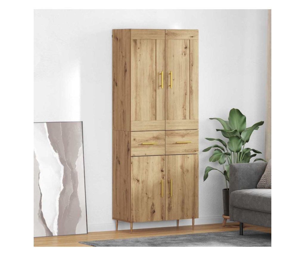 Висок шкаф с чекмедже Дъб 69,5 x 34 x 180 см Инженерно дърво - 2