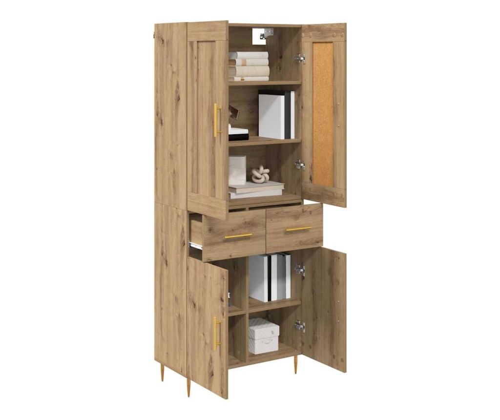 Висок шкаф с чекмедже Дъб 69,5 x 34 x 180 см Инженерно дърво - 3