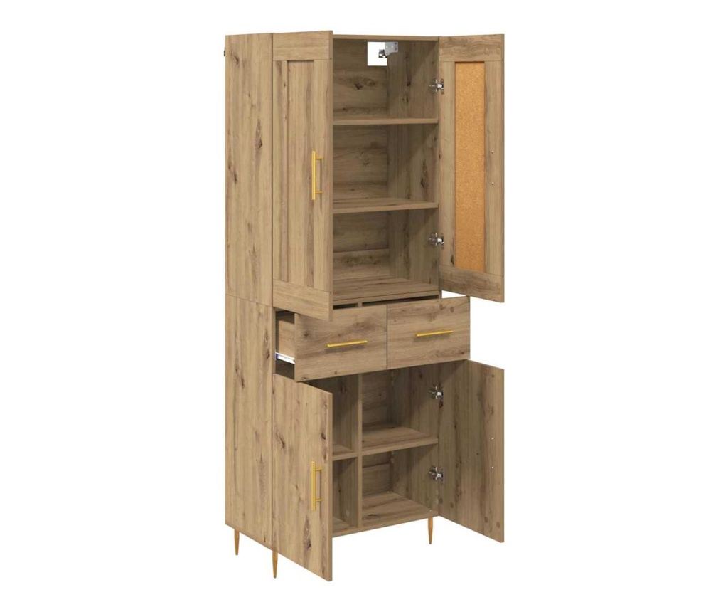 Висок шкаф с чекмедже Дъб 69,5 x 34 x 180 см Инженерно дърво - 5