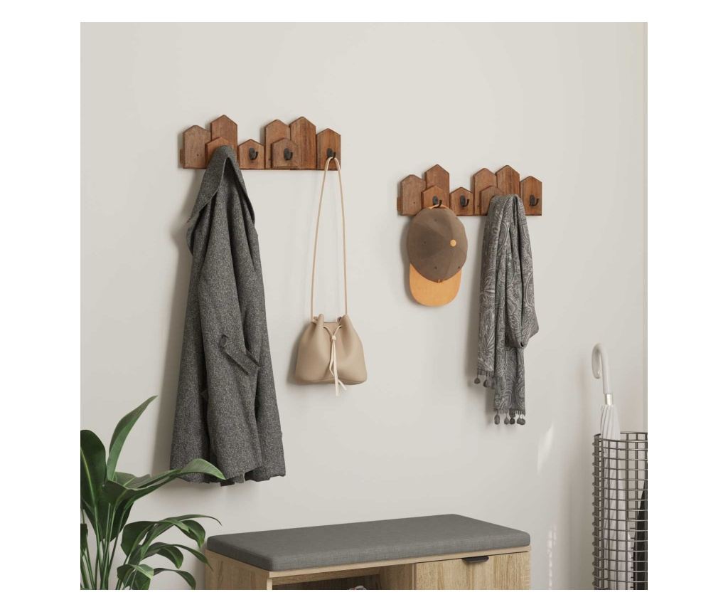 Закачалка Кафяво 48 x 8 x 15 см Масивно махагоново дърво - 2