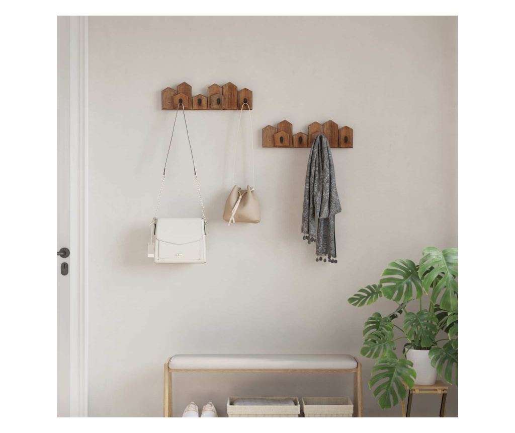 Закачалка Кафяво 48 x 8 x 15 см Масивно махагоново дърво - 3