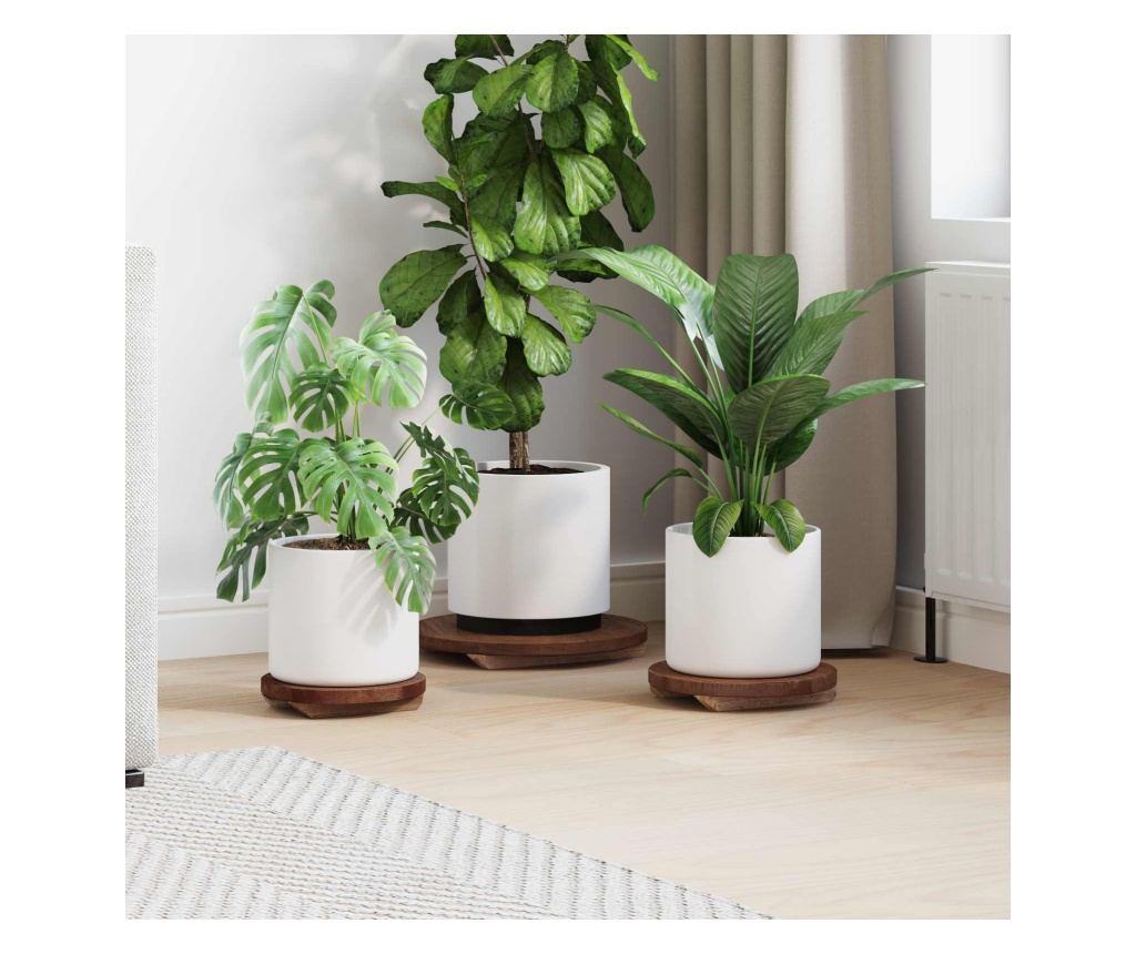 Стол за растения 3 pcs Кафяво Махагоново дърво - 2