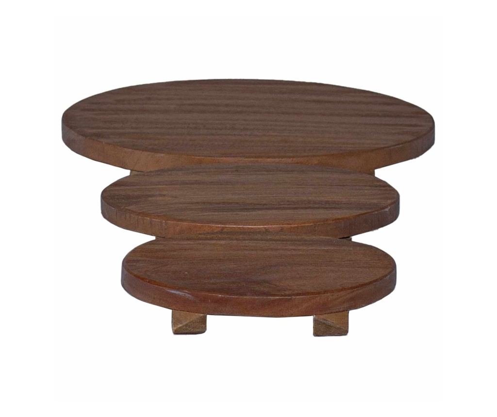 Стол за растения 3 pcs Кафяво Махагоново дърво - 7