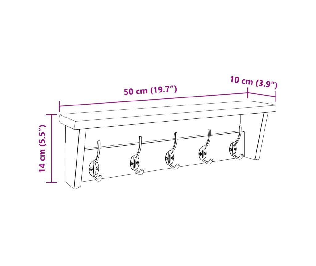 Закачалка Кафяво 50 x 10 x 14 см Масивно махагоново дърво - 9