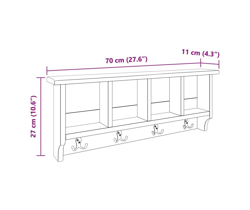 Закачалка Кафяво 70 x 11 x 27 см Масивно махагоново дърво - 7