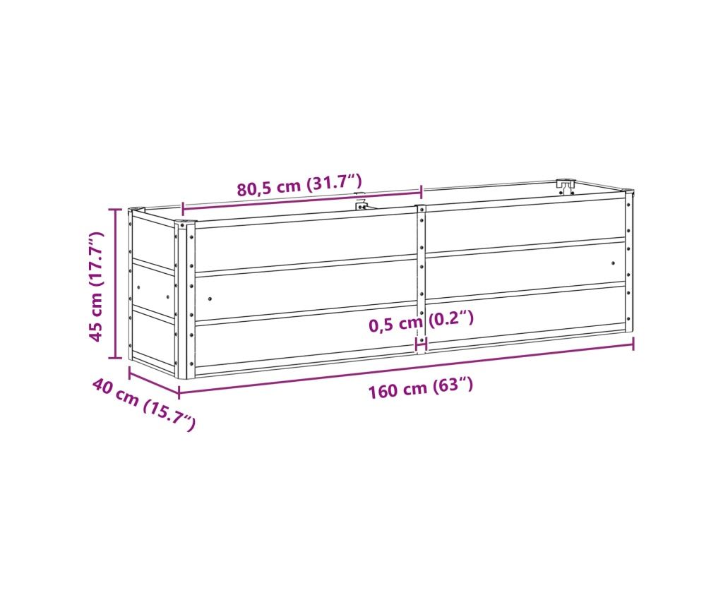 Кашпа Светлосиво 160 x 40 x 45 cm Стомана - 6
