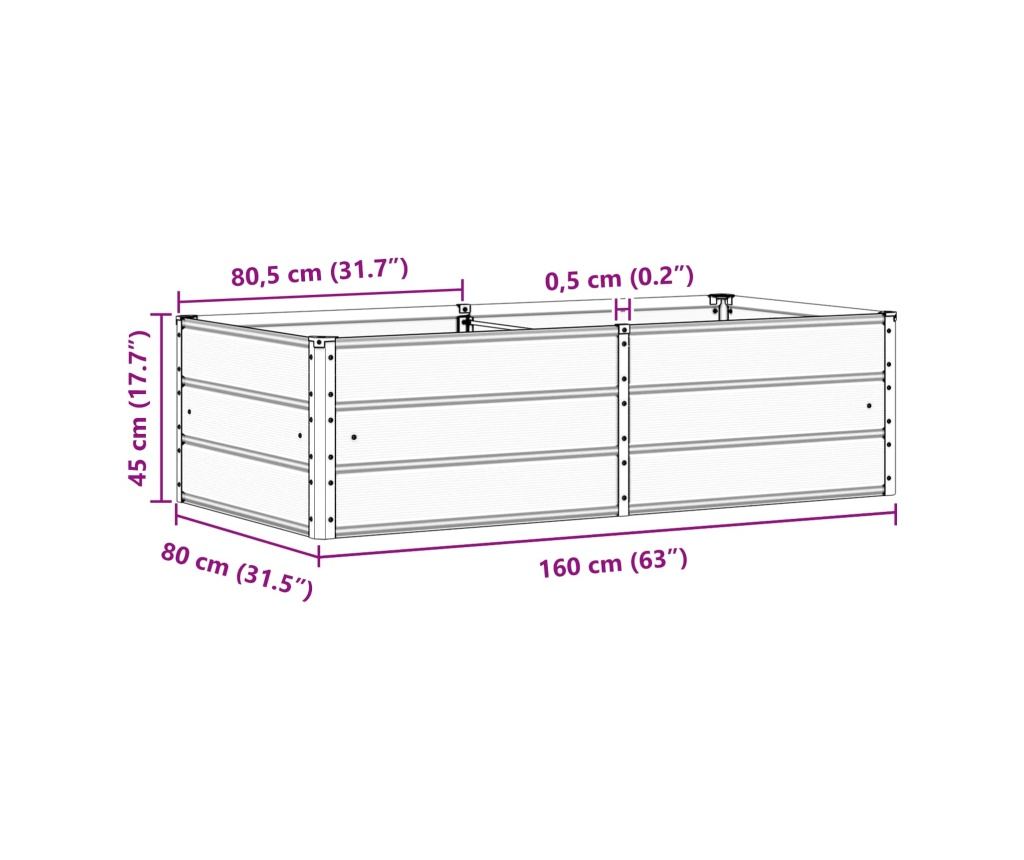 Кашпа Антрацит 160 x 80 x 45 cm Стомана - 6