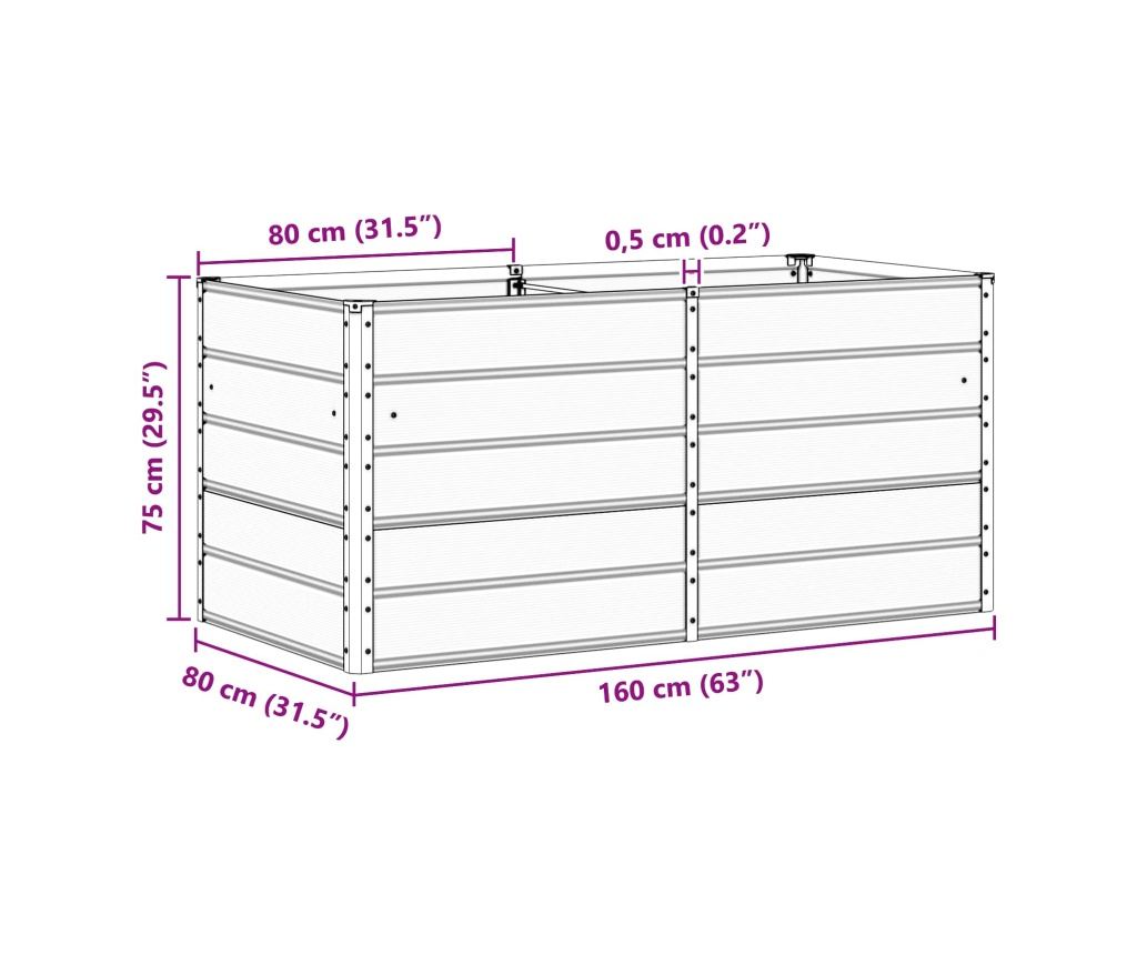 Кашпа Антрацит 160 x 80 x 75 cm Стомана - 6