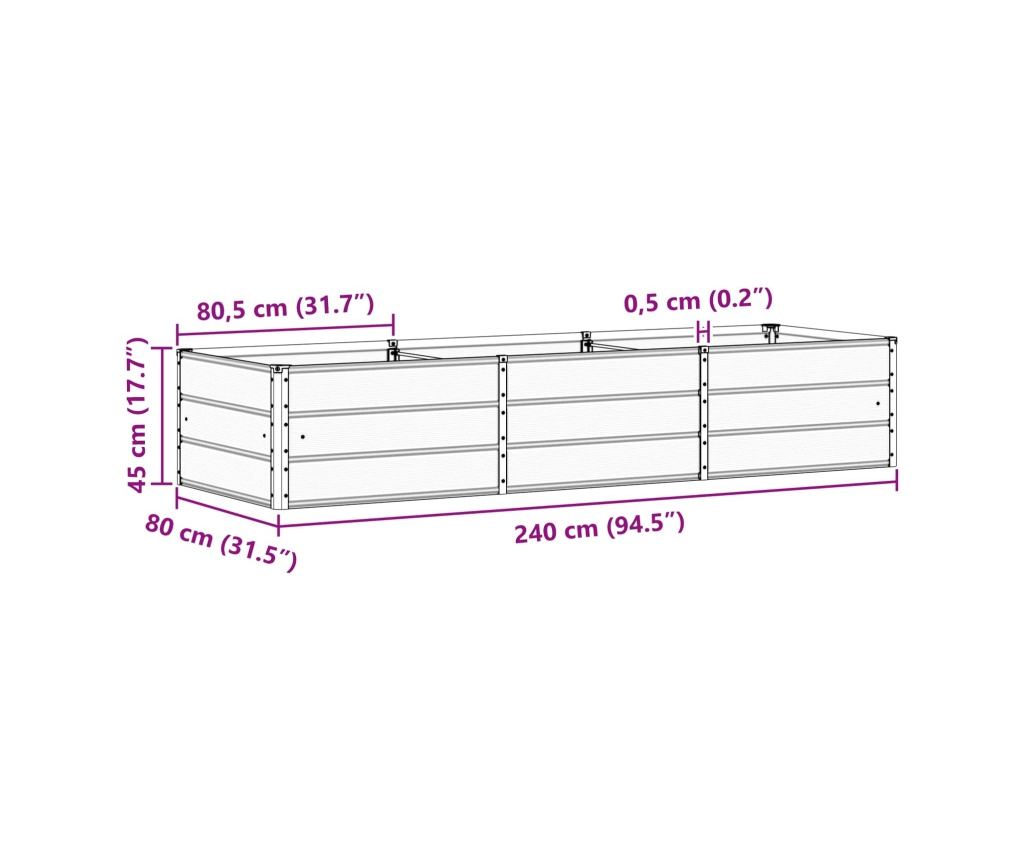 Кашпа Антрацит 240 x 80 x 45 cm Стомана - 6