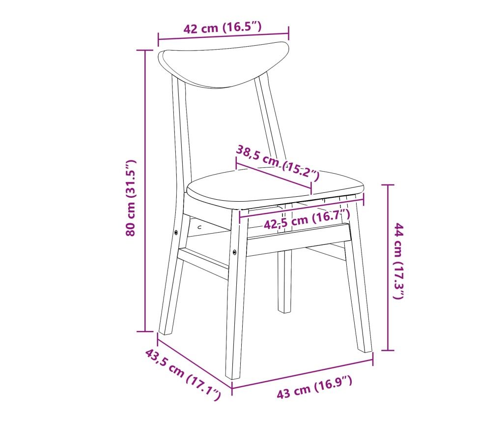 Обедени столове 2 pcs Естествен 42 х 47.5 х 81 см - 10