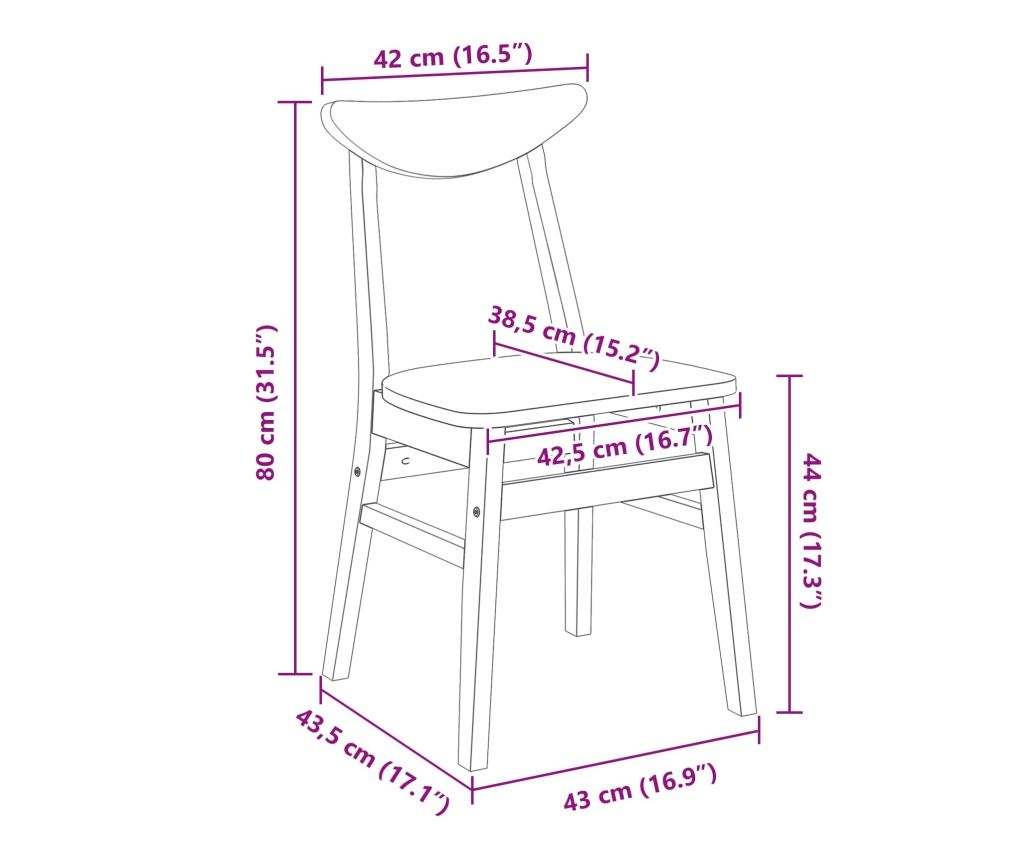 Обедени столове 2 pcs Естествен 42 х 47.5 х 81 см - 10
