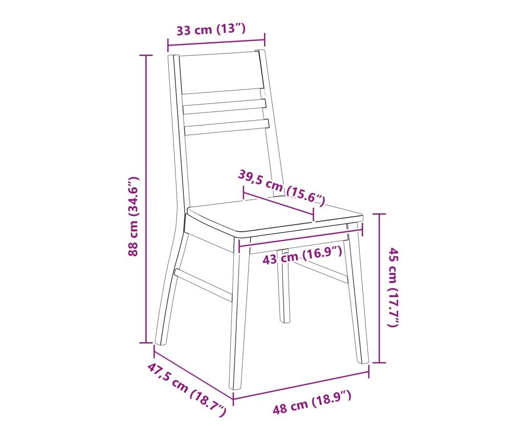 Обедени столове 2 pcs Естествен 43 x 54 x 89 см - 10