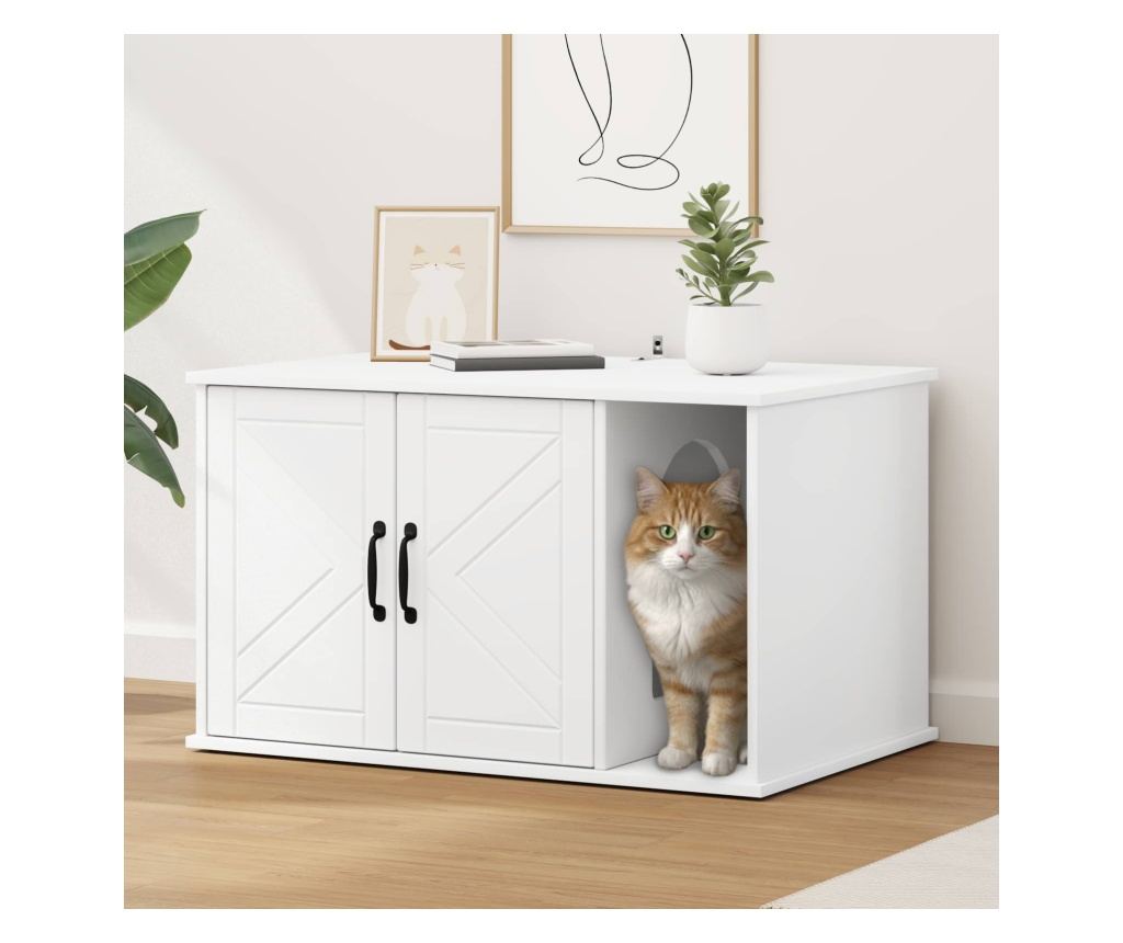 Къща за котки Бяло 85 x 55 x 50 см Инженерно дърво - 2