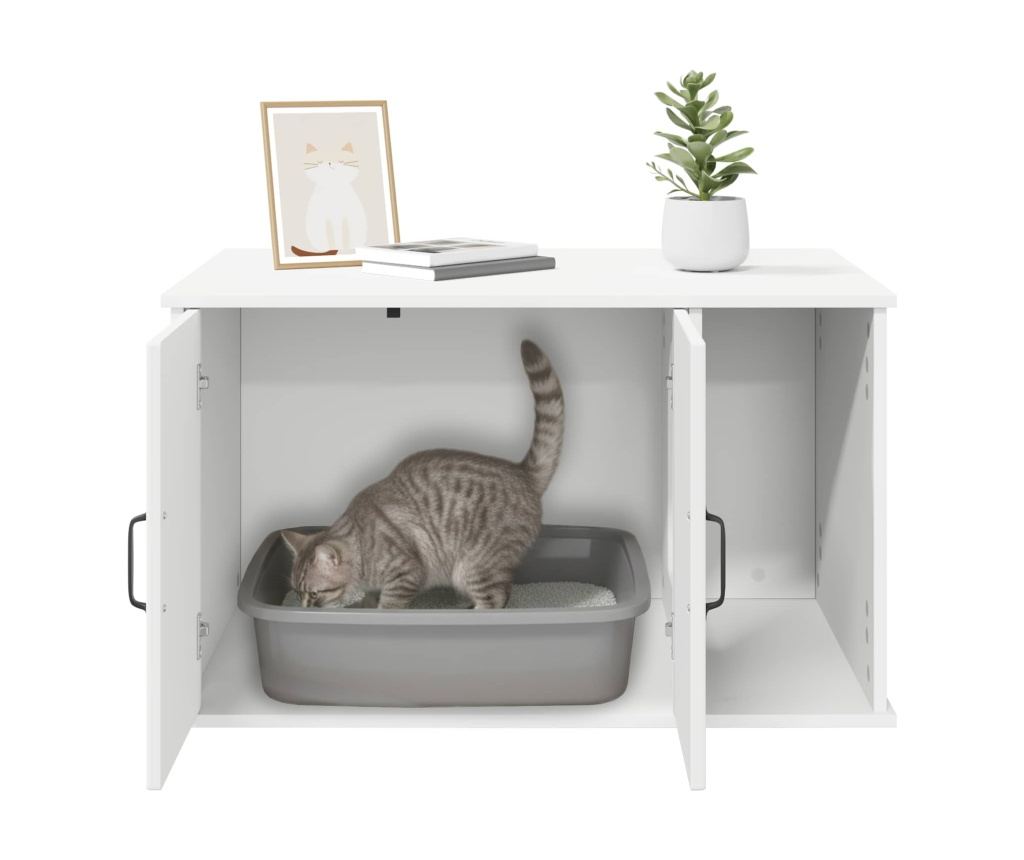 Къща за котки Бяло 85 x 55 x 50 см Инженерно дърво - 9