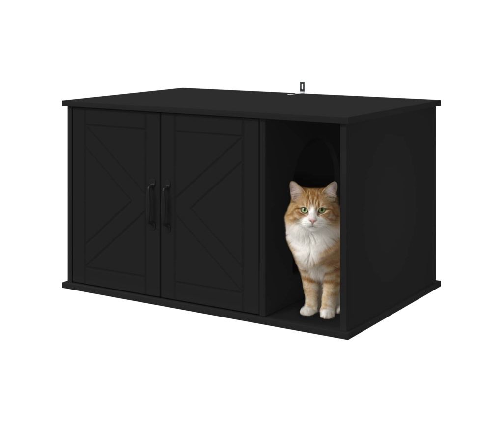 Къща за котки Черно 85 x 55 x 50 см Инженерно дърво - 3