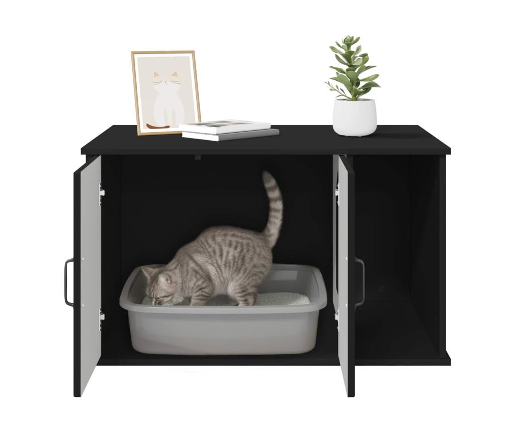 Къща за котки Черно 85 x 55 x 50 см Инженерно дърво - 9