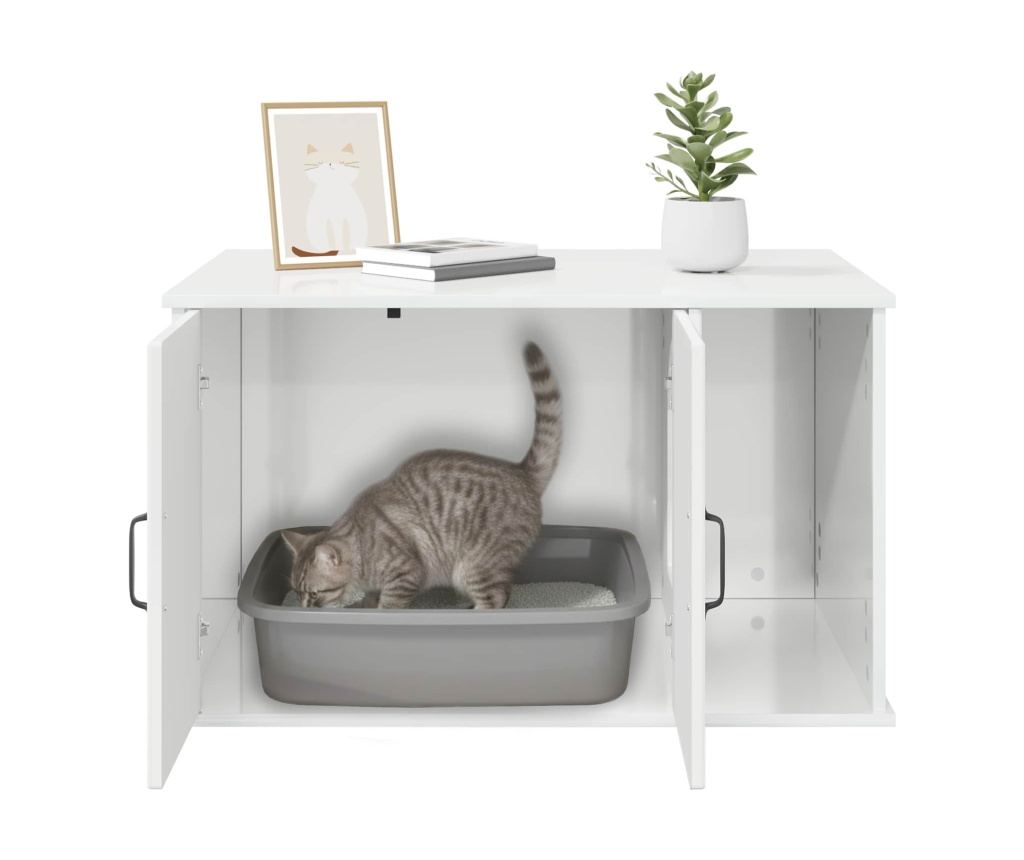 Къща за котки Гланц бяло 85 x 55 x 50 см Инженерно дърво - 9